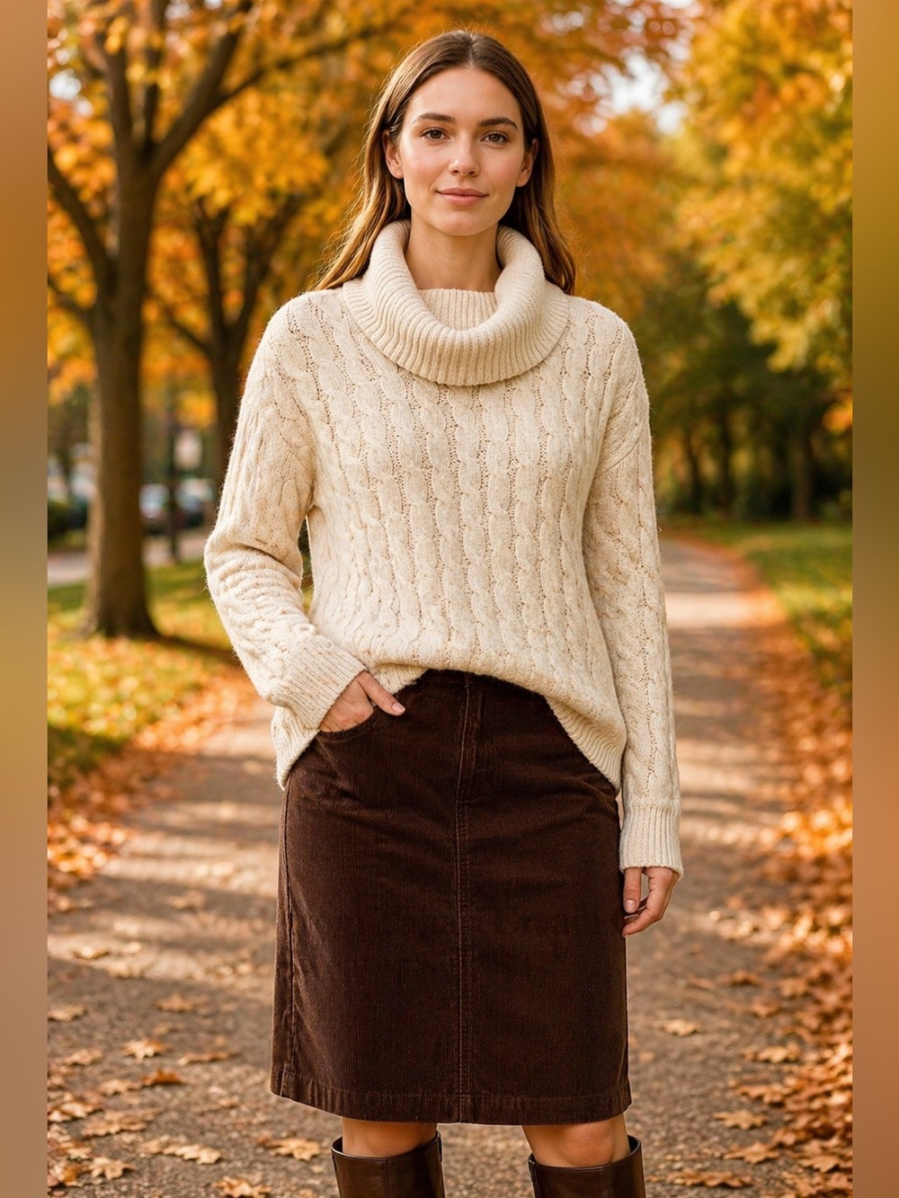 Tahari Cream Cowl Neck Sweater | Cable Knit Cozy Pullover | Size S